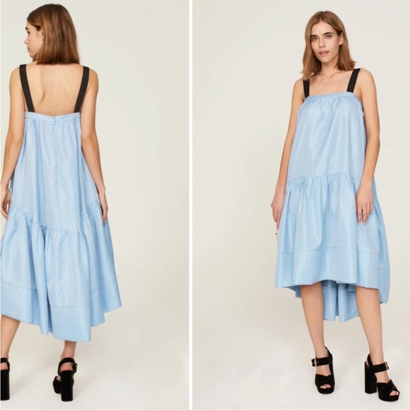 Adam Lippes Collective Size 6 High Low‎ Swing Dress Blue - Picture 2 of 6